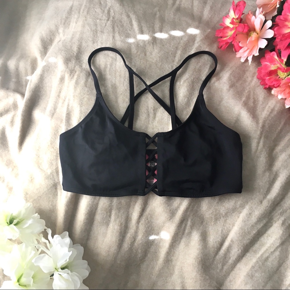 NWOT  PINK Lattice Front & Strappy Back Swim Top